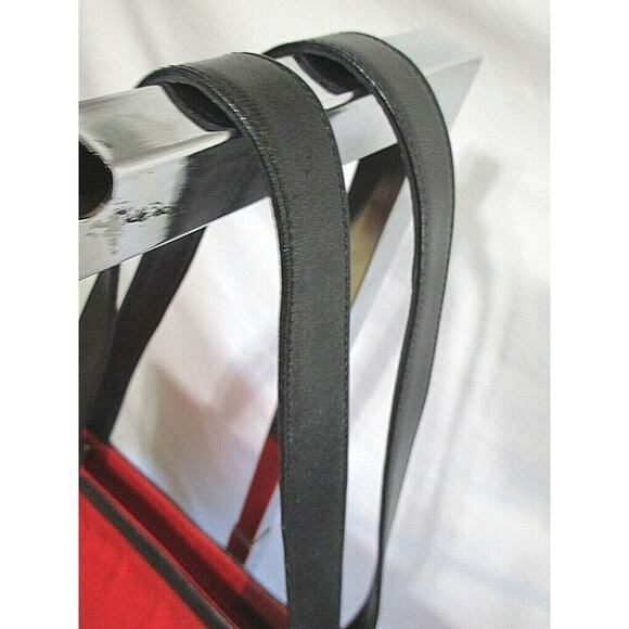 EUC! Kuskaya Peru Large Red & Black Fabric & Leather Shoulder Tote Handbag - Picture 6 of 11